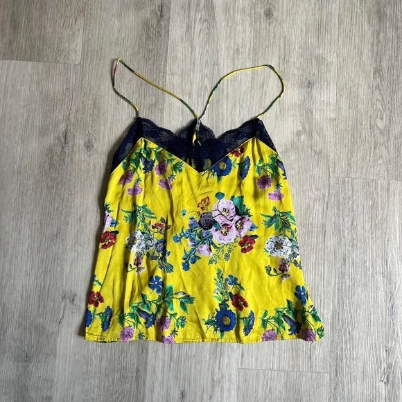 Superdry Tops - Superdry yellow floral silk cami